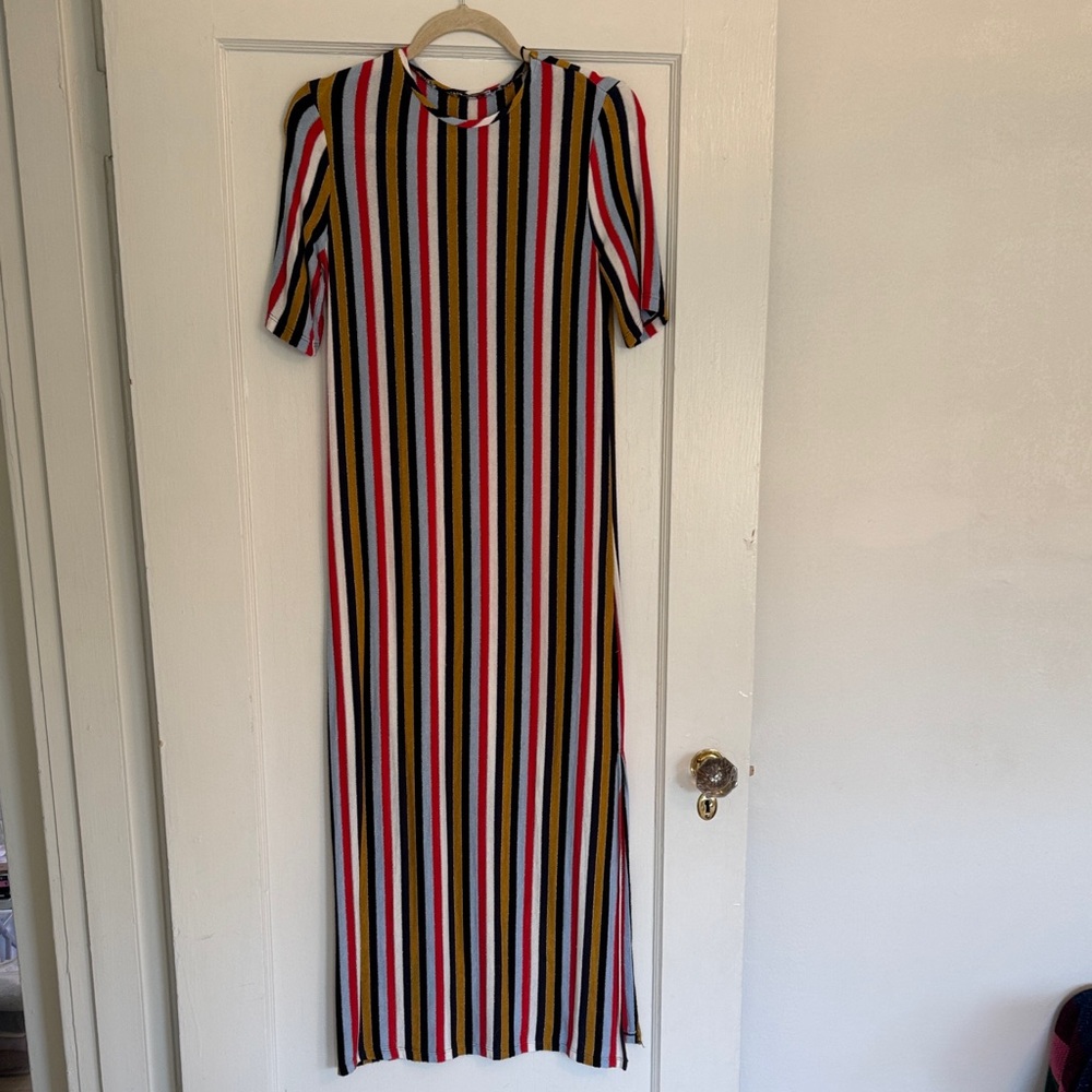 Zara Colorful Striped Knit Long Sleeve Dress - Size S